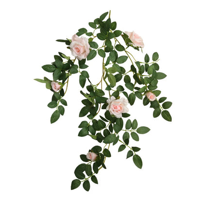 Artificial Green Plant Rose Vine Rattan Garden Home Deco Christmas Tree Props DIY Background Flower Wall Material Window Display