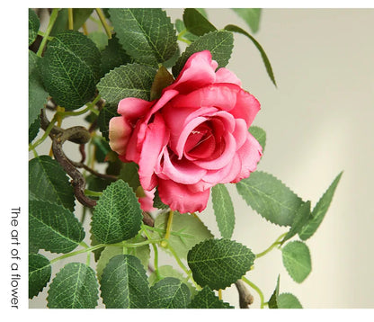 Artificial Green Plant Rose Vine Rattan Garden Home Deco Christmas Tree Props DIY Background Flower Wall Material Window Display