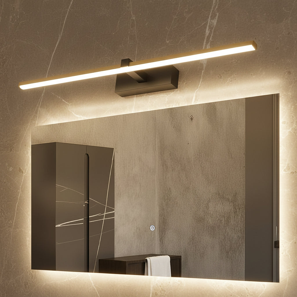 Luxury LED Bathroom Vanity Light Modern Linear Mirror Light Black Wall Lamp Makeup Lighting Fixture Bedroom Washroom Hotel Home Decor