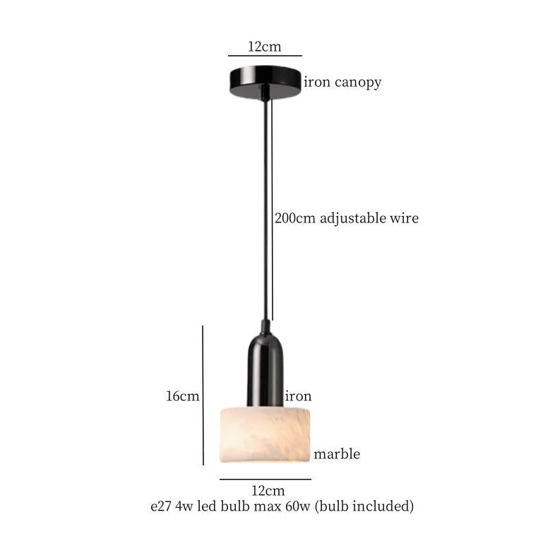 IWHD Bulgari Marble LED Pendant Lights Fixture Bedside Cafe Living Room Kitchen Loft Iron Socket Hanging Lamp Lighting Luminaire