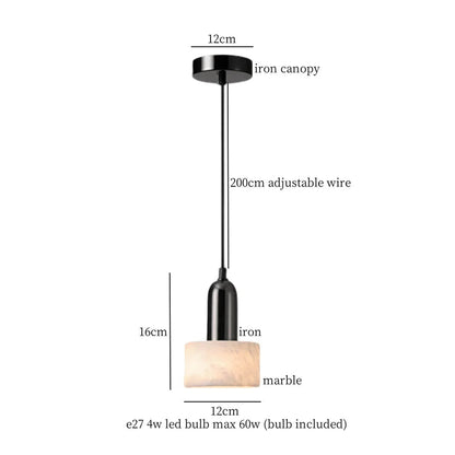 IWHD Bulgari Marble LED Pendant Lights Fixture Bedside Cafe Living Room Kitchen Loft Iron Socket Hanging Lamp Lighting Luminaire