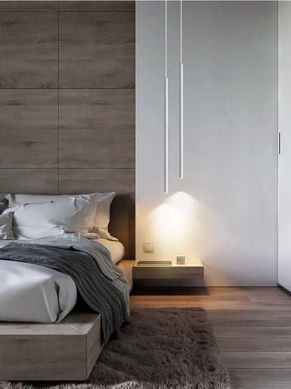 Superfine 2CM Led Pendant Lights Long Tube Hanging Lamp Kitchen Island Dining Room Table Pendant Lamp Bedroom Bedside Droplight