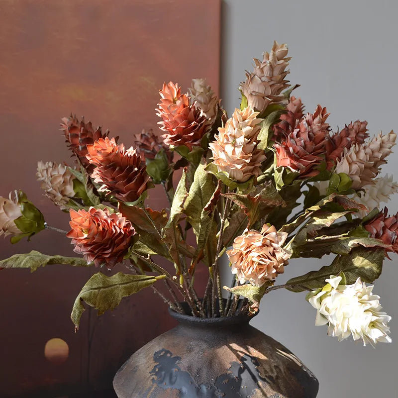 60CM Artificial Flower European Retro Home Decor Living Room Flower Arrangement Wedding Photography Prop Pineapple Flower