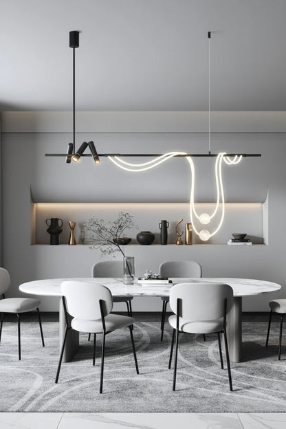 Nordic Hose DIY Chandelier for Kitchen Dining Living Room Center Table Pendant Lights LED Home Decor Suspension Fixture Black