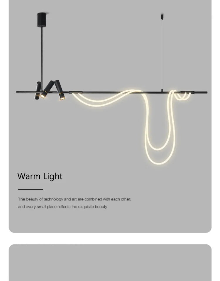 Nordic Hose DIY Chandelier for Kitchen Dining Living Room Center Table Pendant Lights LED Home Decor Suspension Fixture Black