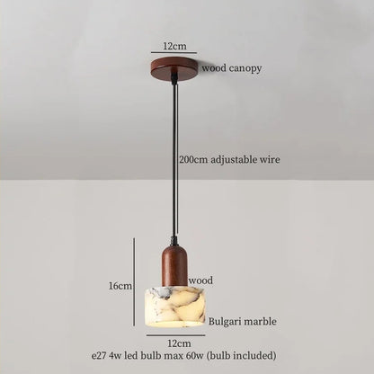 IWHD Bulgari Marble LED Pendant Lights Fixture Bedside Cafe Living Room Kitchen Loft Iron Socket Hanging Lamp Lighting Luminaire