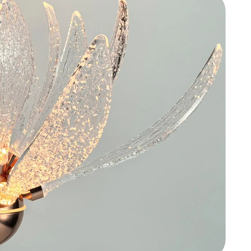 Modern Acrylic Lotus Flower Iron Art LED Chandelier Indoor Lighting Fixture for Dining Room Foyer Hotel Loft Stairs
