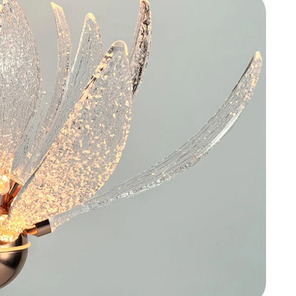 Modern Acrylic Lotus Flower Iron Art LED Chandelier Indoor Lighting Fixture for Dining Room Foyer Hotel Loft Stairs