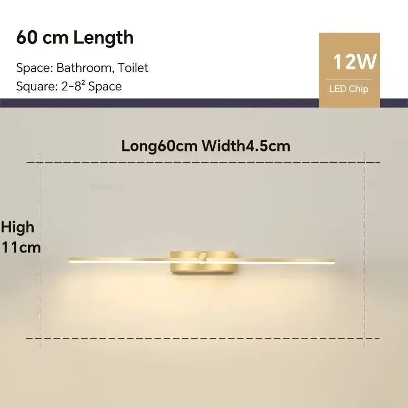 Luxury LED Bathroom Vanity Light Modern Linear Mirror Light Black Wall Lamp Makeup Lighting Fixture Bedroom Washroom Hotel Home Decor