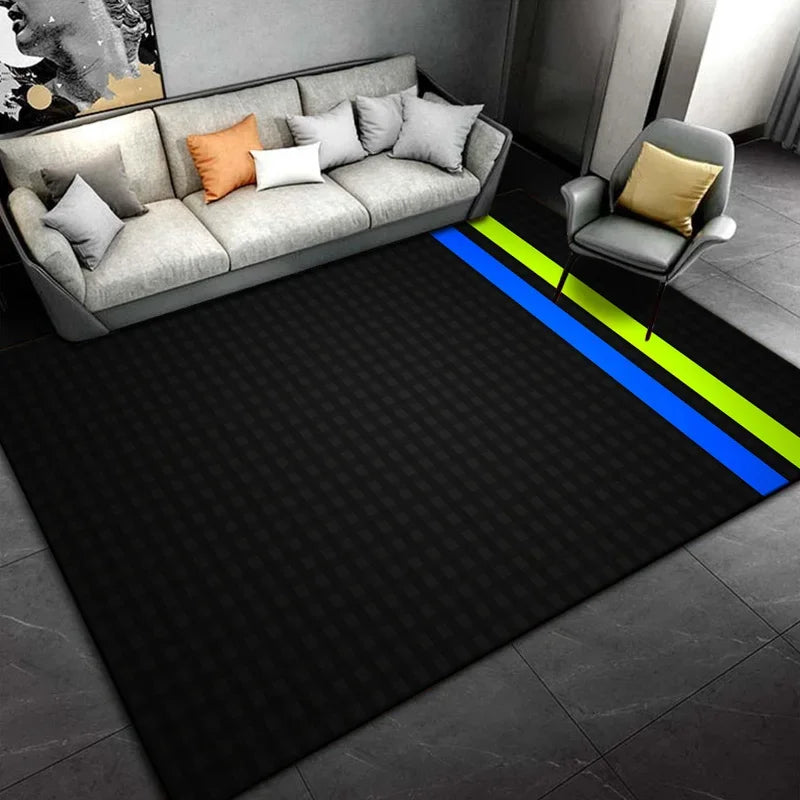 Black Cartoon Area Rug,Carpet Rug for Living Room Bedroom Sofa Doormat Decoration, Kids Play Non-slip Floor Play Mat  Ковер Gift