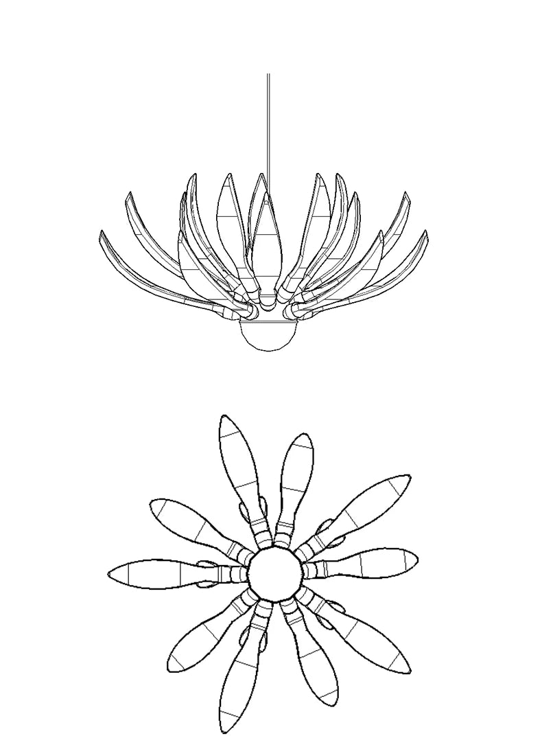 Modern Acrylic Lotus Flower Iron Art LED Chandelier Indoor Lighting Fixture for Dining Room Foyer Hotel Loft Stairs