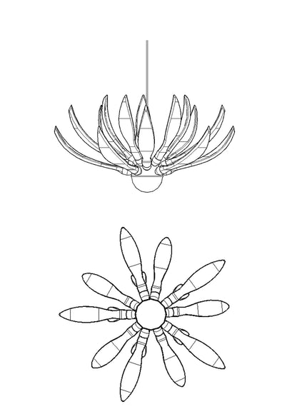 Modern Acrylic Lotus Flower Iron Art LED Chandelier Indoor Lighting Fixture for Dining Room Foyer Hotel Loft Stairs