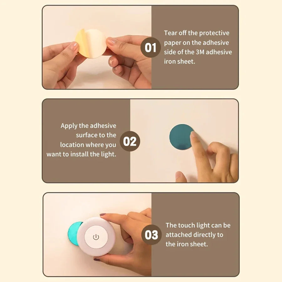 Luxury Touch LED Night Light Rechargeable Wireless Wall Sconce for Bedroom Closet Cabinet Living Room Hallway Nursery Warm White Dimmable Puck Light Battery Operated Tap Light Under Cabinet Stairway Wardrobe Bathroom Kitchen Home Décor