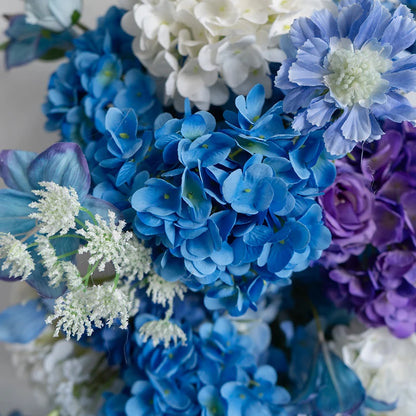 Style Hang Flower Row Floral Arrangement Blue-white Wedding Backdrop Deco Road Leading Flower Ball Centerpiece Welcome Sign Prop