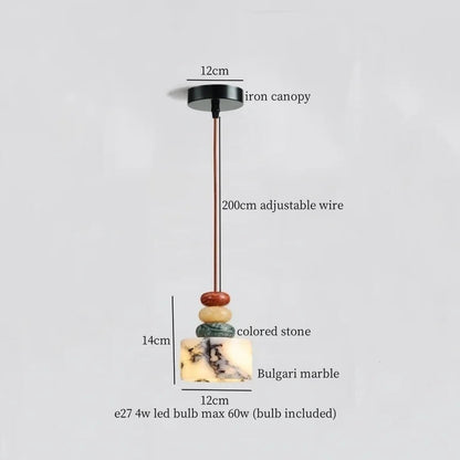 IWHD Bulgari Marble LED Pendant Lights Fixture Bedside Cafe Living Room Kitchen Loft Iron Socket Hanging Lamp Lighting Luminaire
