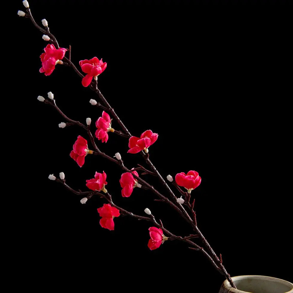Artificial Flowers Silk Plum Blossom Peach Branch Newyear Christmas Home Vase Table Outdoor Garden Wedding Party Decor DIY Gifts