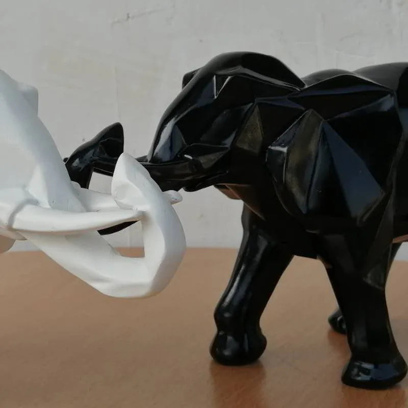 Creative Resin Black Elephant Statue, Abstract Geometric Sculpture, Desktop Crafts Ornament, Home Decoration, Animal Figurine