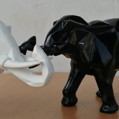 Creative Resin Black Elephant Statue, Abstract Geometric Sculpture, Desktop Crafts Ornament, Home Decoration, Animal Figurine