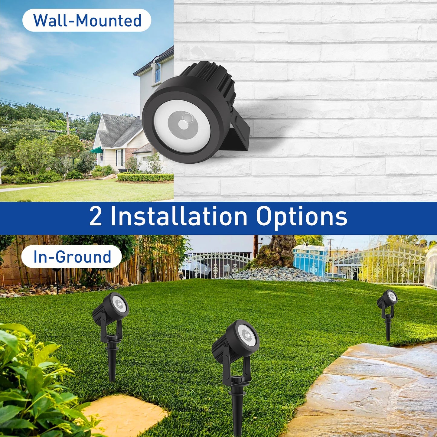 Solar Spot Lights Outdoor LED Solar Garden Lights RGB Color Changing Landscape Lighting Waterproof IP65 Solar Powered Spotlights for Yard Lawn Pathway Driveway Patio Tree Up light Warm White Cold light
