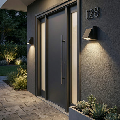 Modern Outdoor Wall Light LED Exterior Wall Sconce Waterproof IP65 Outside Wall Lamp Black Square Downlight Porch Light Patio Garden Garage Front Door House Wall Mounted Lighting Fixture Warm White Natural White Cold White