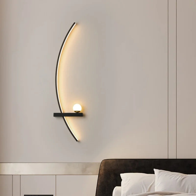 Nordic Minimalist Long Headboard Grille Personalized Bedroom Sofa Modern Internet Famous Living Room Study Background Wall Lamp