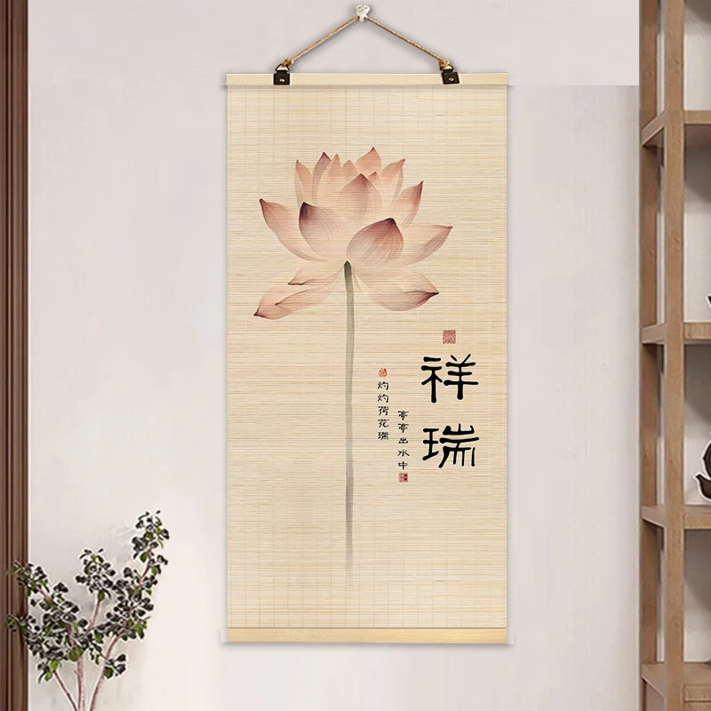 Bamboo Art Decorative Painting Vertical Bamboo Curtain Painting Wall Decoration Hanging Painting Chinese Style Home Decoration