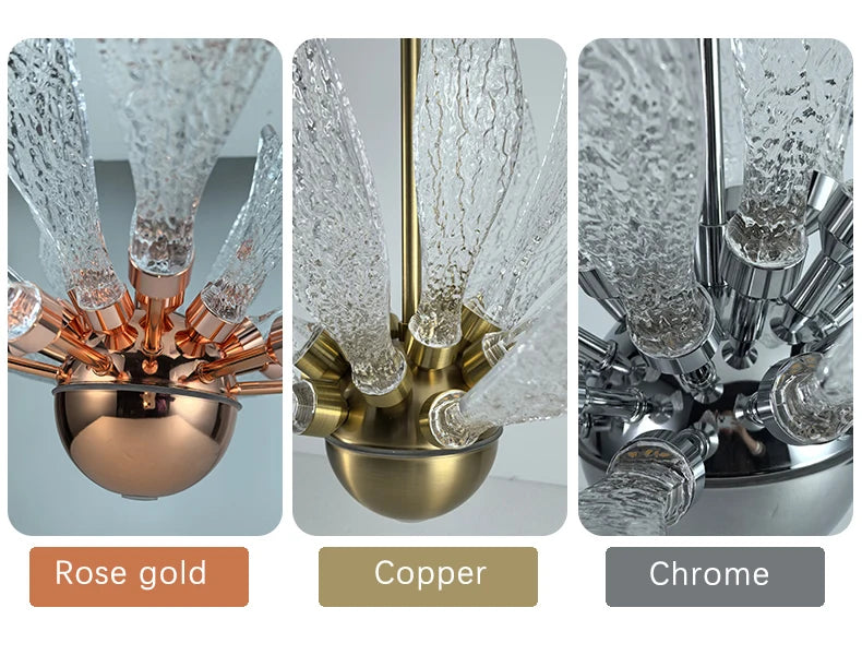 Modern Acrylic Lotus Flower Iron Art LED Chandelier Indoor Lighting Fixture for Dining Room Foyer Hotel Loft Stairs