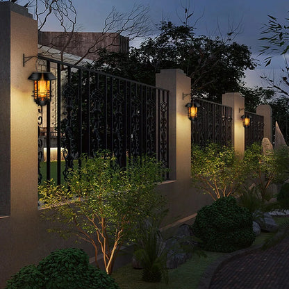 Solar Lantern Outdoor Hanging Lantern Flickering Flame Solar Lights Waterproof IP44 Garden Lights Patio Lights Porch Lights Wall Mounted Fence Lights Dusk to Dawn Auto On Off LED Lantern Decorative Outdoor Lighting Warm Light