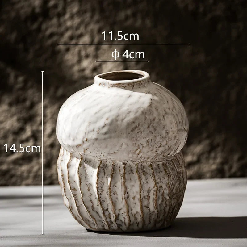 Gourd Shape Vase Ceramic Flowerpot Retro Objects Home Living Room Desktop Decoration Accessories Boho Modern Art Nordic