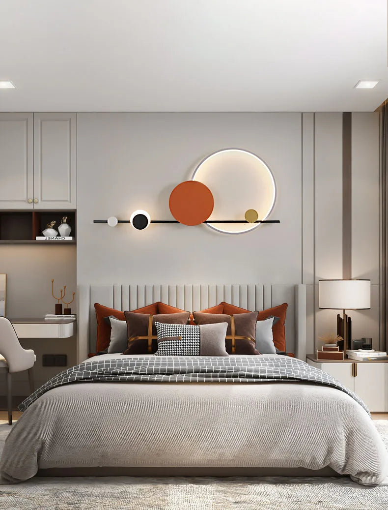 Modern Nordic Art Deco LED Wall Lamp 3000K Living Room Sofa Background Bedroom Bedside Hotel Hall Wall Lighting Creativity Decor
