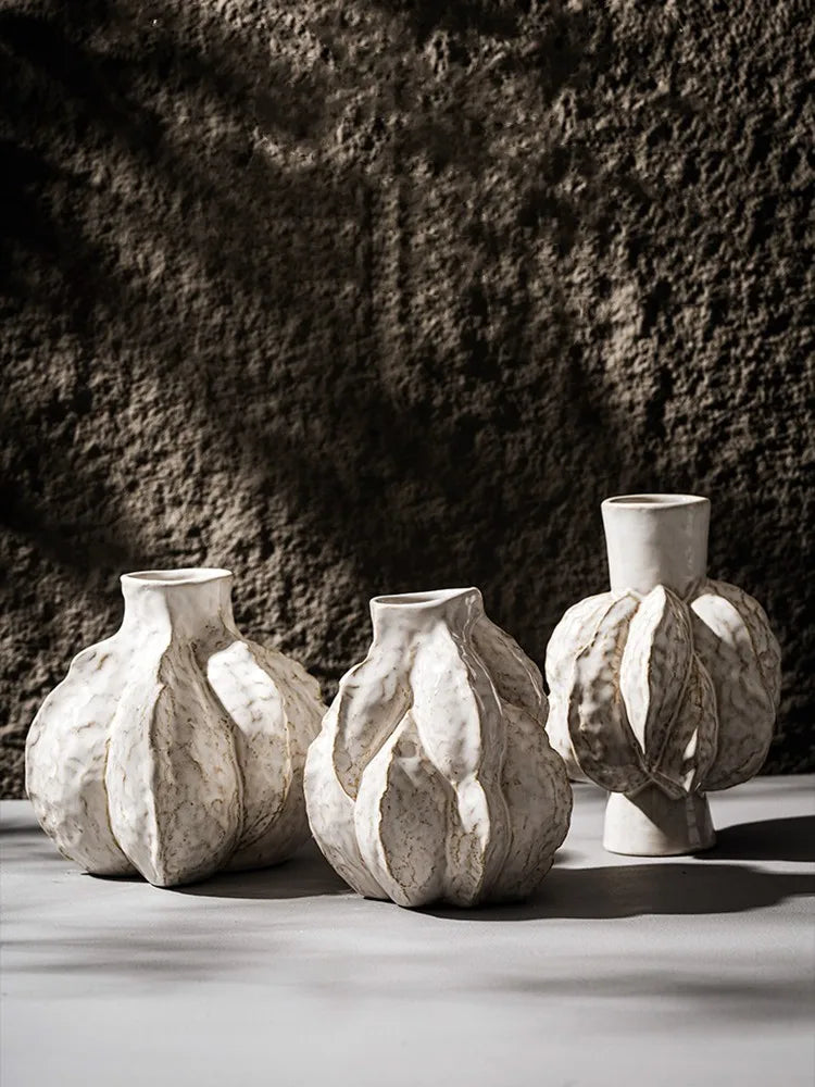 New Design Unique Ceramic Nordic Vase Home Ornament Living Room Tabletop Centerpiece Fresh Flower Pampas Grass Boho Art