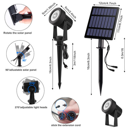 Solar Spot Lights Outdoor LED Solar Garden Lights RGB Color Changing Landscape Lighting Waterproof IP65 Solar Powered Spotlights for Yard Lawn Pathway Driveway Patio Tree Up light Warm White Cold light