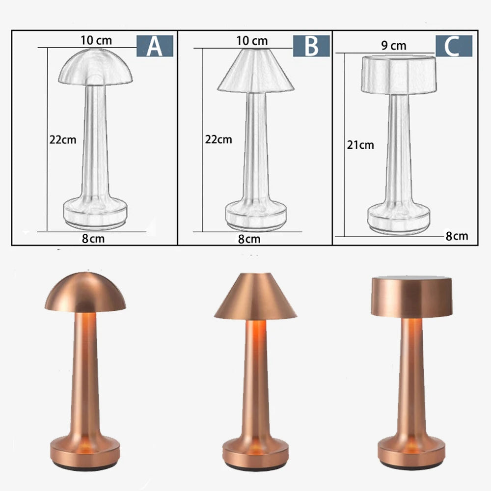 Retro Table Lamp Metal Touch Decor for Bar Coffee Restaurant Decoration Light Desk LED Rechargeable Night Light Bedroom Decor