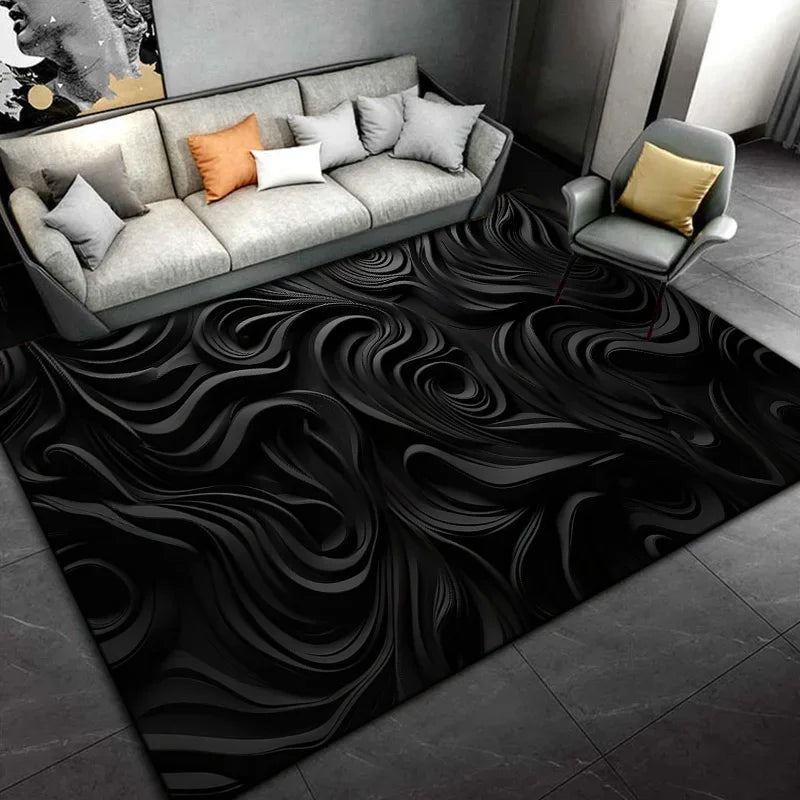 Black Cartoon Area Rug,Carpet Rug for Living Room Bedroom Sofa Doormat Decoration, Kids Play Non-slip Floor Play Mat  Ковер Gift