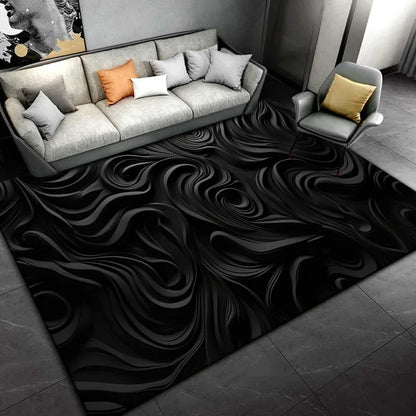Black Cartoon Area Rug,Carpet Rug for Living Room Bedroom Sofa Doormat Decoration, Kids Play Non-slip Floor Play Mat  Ковер Gift