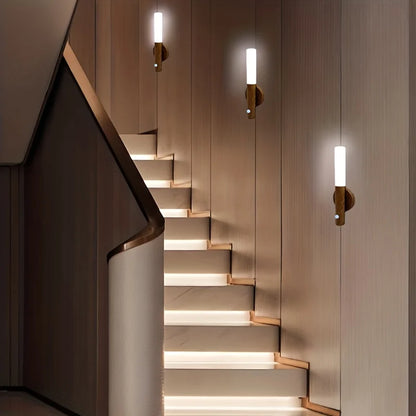 Motion Sensor Night Light LED Rechargeable Magnetic Wall Lamp Wireless Battery Operated Stick On Lights for Living room Hallway Bedroom Stairs Bathroom Cabinets Decor Kitchen Under Cabinet Light Warm White Dimmable USB Charging