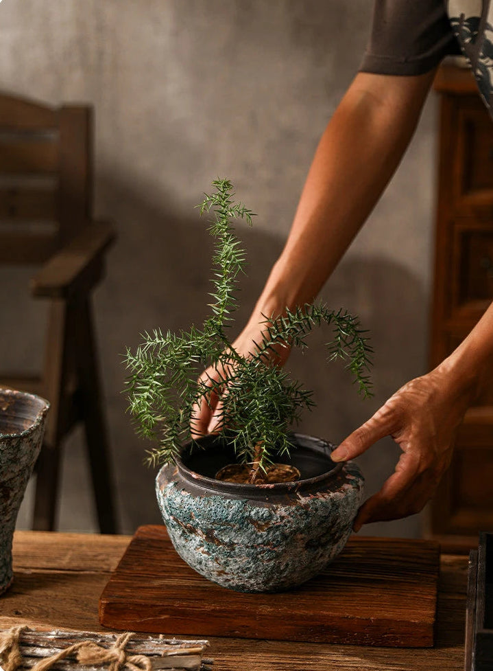 Retro Ceramic Vase Wabi Sabi Style Ikebana Flower Pots Table Decoration Flowers Arrangement Floral Vases Room Aesthetic Decor