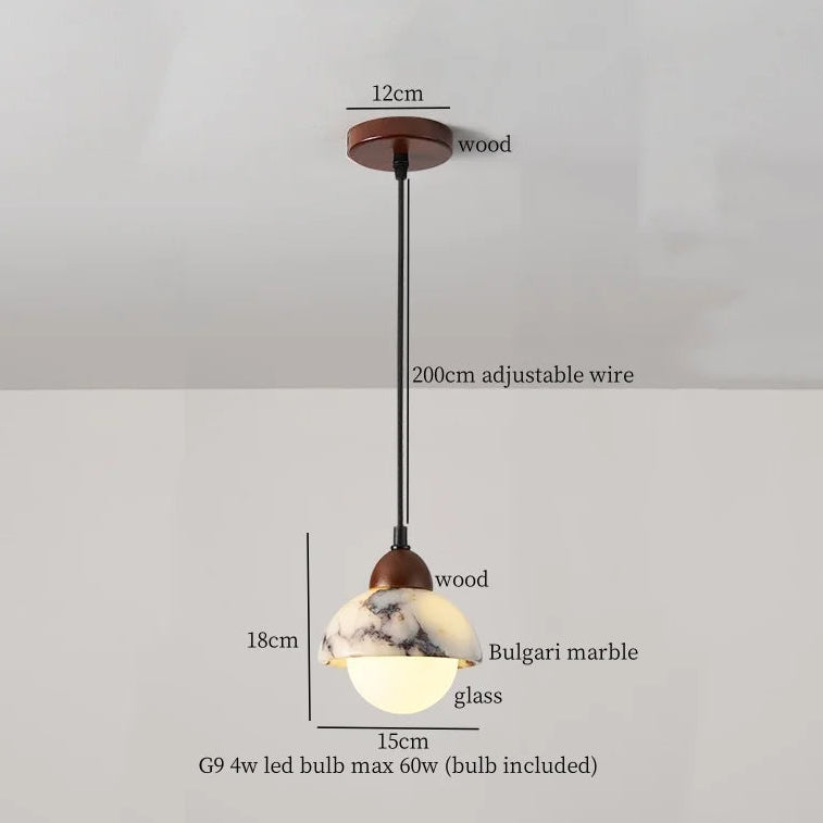 IWHD Bulgari Marble LED Pendant Lights Fixture Bedside Cafe Living Room Kitchen Loft Iron Socket Hanging Lamp Lighting Luminaire