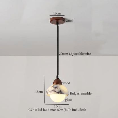 IWHD Bulgari Marble LED Pendant Lights Fixture Bedside Cafe Living Room Kitchen Loft Iron Socket Hanging Lamp Lighting Luminaire