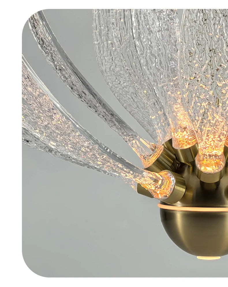 Modern Acrylic Lotus Flower Iron Art LED Chandelier Indoor Lighting Fixture for Dining Room Foyer Hotel Loft Stairs