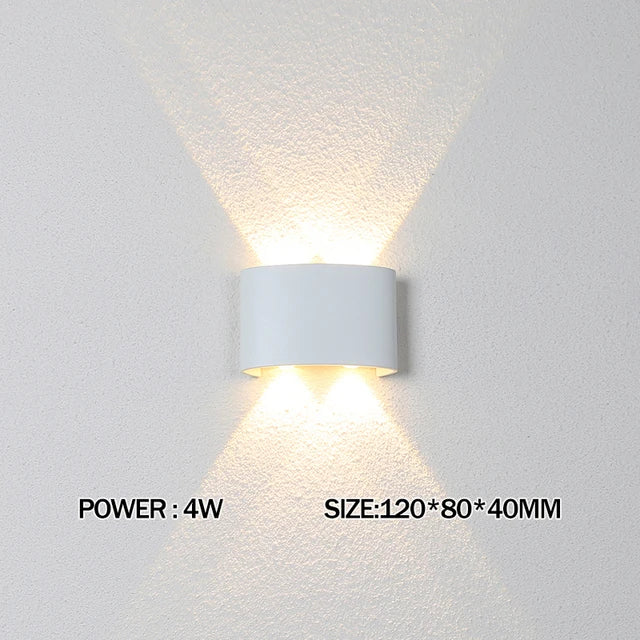 Luxury LED Wall Light Modern Up Down Wall Sconce Black Aluminum Indoor Outdoor Waterproof IP65 Bedroom Living Room Hallway Porch Garden Hotel Lighting