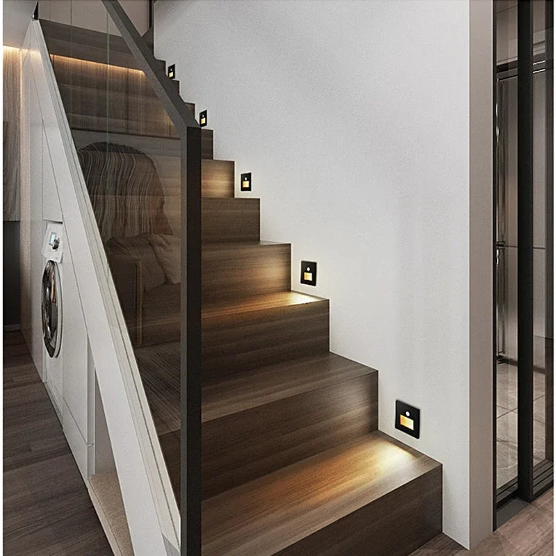 LED Step Lights Indoor Stair Lights Motion Sensor Wall Lights Recessed Staircase Lighting Step Lamp Hallway Night Light Bedroom Closet Cabinet Living Room Lights PIR Sensor Warm White 3000K AC 110V 220V Automatic On Off