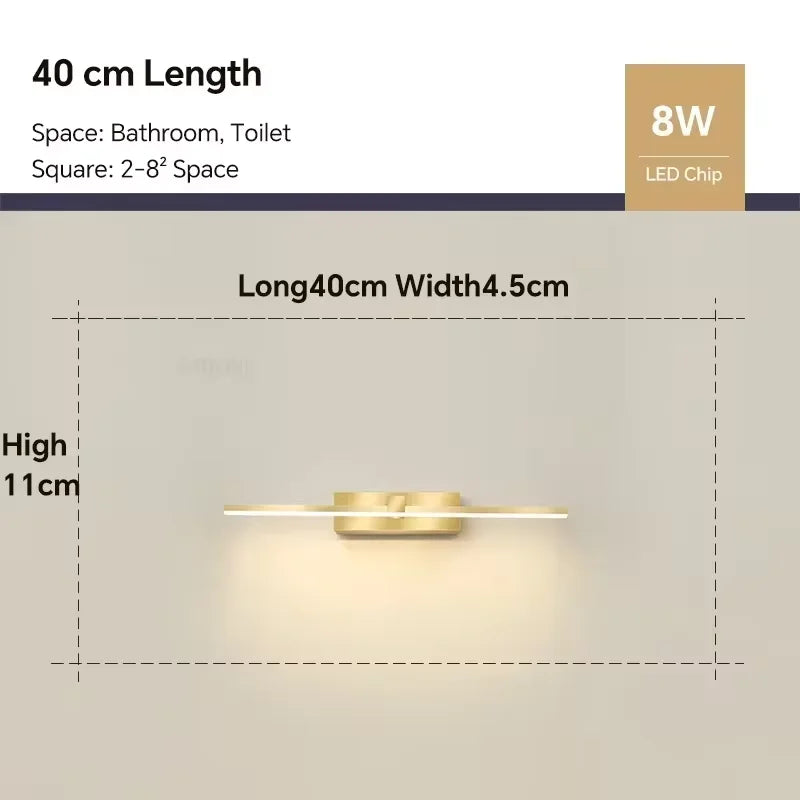 Luxury LED Bathroom Vanity Light Modern Linear Mirror Light Black Wall Lamp Makeup Lighting Fixture Bedroom Washroom Hotel Home Decor