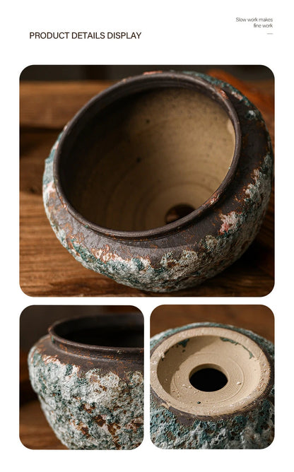 Retro Ceramic Vase Wabi Sabi Style Ikebana Flower Pots Table Decoration Flowers Arrangement Floral Vases Room Aesthetic Decor