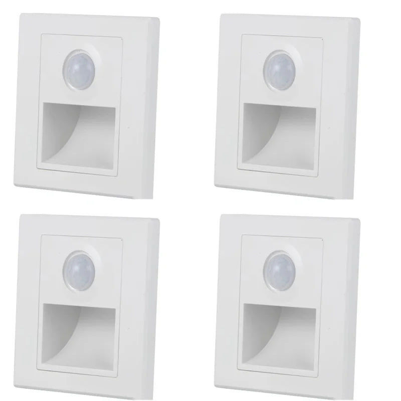 LED Step Lights Indoor Stair Lights Motion Sensor Wall Lights Recessed Staircase Lighting Step Lamp Hallway Night Light Bedroom Closet Cabinet Living Room Lights PIR Sensor Warm White 3000K AC 110V 220V Automatic On Off