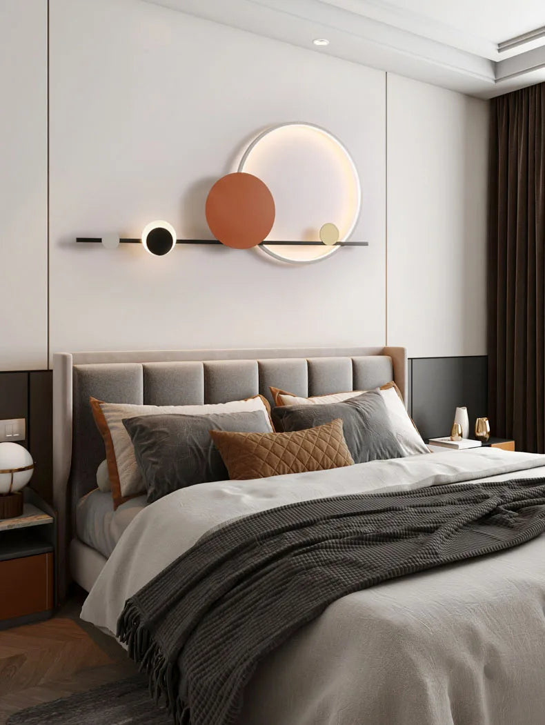 Modern Nordic Art Deco LED Wall Lamp 3000K Living Room Sofa Background Bedroom Bedside Hotel Hall Wall Lighting Creativity Decor