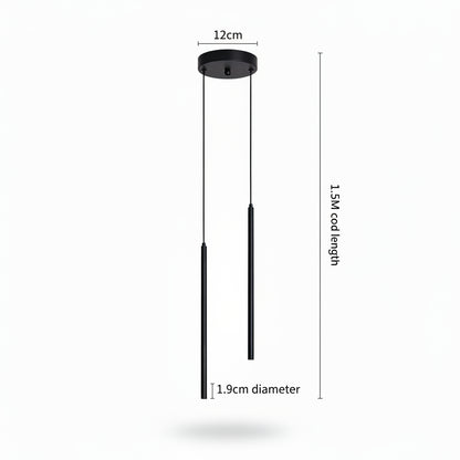 Superfine 2CM Led Pendant Lights Long Tube Hanging Lamp Kitchen Island Dining Room Table Pendant Lamp Bedroom Bedside Droplight