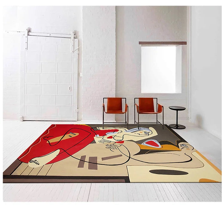 Modern Abstraction Carpets for Living Room Nordic Bedroom Decor Plush Carpet Home Art Floor Mat Large Area Thicken Non-slip Rug
