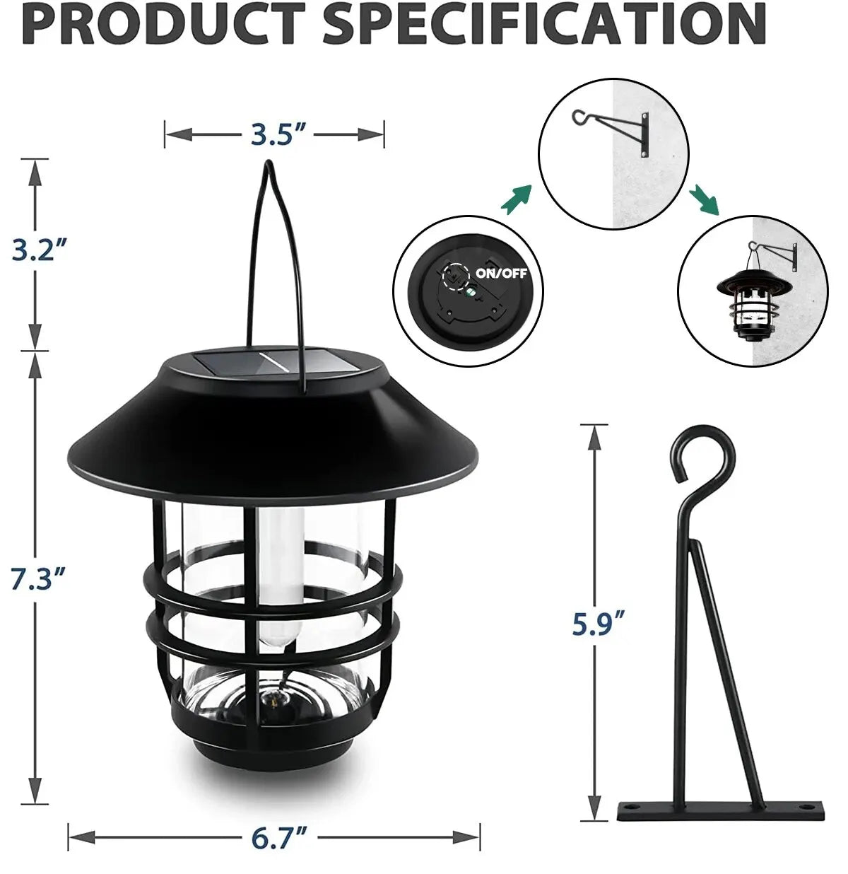 Solar Lantern Outdoor Hanging Lantern Flickering Flame Solar Lights Waterproof IP44 Garden Lights Patio Lights Porch Lights Wall Mounted Fence Lights Dusk to Dawn Auto On Off LED Lantern Decorative Outdoor Lighting Warm Light