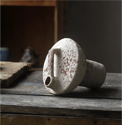 Ceramic Vase, Vintage Coarse Pottery Rusty Spotted Flower Vase, Desktop Ornament, Wabi Sabi Style, Zen Flower Arrangement
